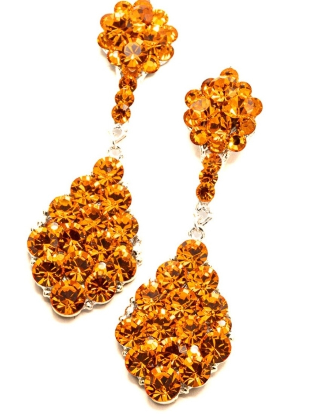 Radiant Amber Crystal Drop Earrings - Women Jewelry
